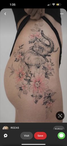 Elephant Tattoo Ideas For Women, Elephant Tattoo Trunk Up, Elephant Tattoos Leg, Unique Tattoos Back, Elephant Trunk Up Tattoo, Asian Elephant Tattoo, Tattoo Ideas Female Elephant, Elephant Back Tattoo, Elephant Tattoos Thigh