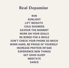 a poem written in black and white with the words real dopamine on it