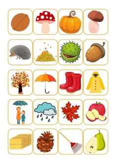 Fall In Kindergarten, Fall Games, Autumn Cards, Memory Game, Fall Activities, Memory Games