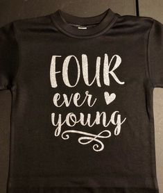 This listing includes the shirt only. ADD THE TUTU OR BOW HERE and qualify for FREE SHIPPING on your order!! https://etsy.me/2WMPzmp This charming handmade shirt is perfect for your 4 year old girls birthday! FOUR ever young♥ ♥EASILY CUSTOMIZABLE! Add your child's name & age, and use their favorite color for the design. Just enter your personalization in the box below the dropdown options. ♥TRUE TO FIT SIZES. Stop worrying about sizes! Chessa Creations' sizes are proudly the most true-to-siz New Years Eve Birthday Party, Handmade Shirts, Stop Worrying, Girls Clothing Sets, Girls Birthday, 4th Birthday, Kid Names, Birthday Shirts, Shirts For Girls