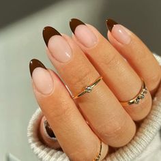 25 Brown French Tip Manicures Taking Over Our Social Feeds Brown French Tip, French Tip Manicure, Brown Acrylic Nails, Brown French, Nails Brown, French Tip Acrylic Nails, Her Nails, Nails French, Dark Nails