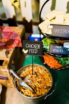 the food is prepared and ready to be eaten at the buffet table for people to eat