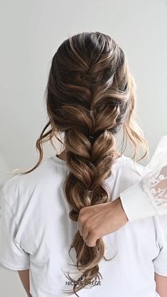 Braid Hairstyles For A Wedding, Messy Braid Bridesmaid Hair, Thick Braid Bridal Hair, Simple Braid Wedding Hair, Wedding Hair Big Braid, Braid Fancy Hairstyles, Long Braid For Wedding, Braided Fancy Hairstyles, Prom Hair For Thick Long Hair