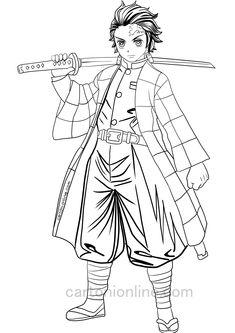 Manga Coloring Book Demon Slayer, Demon Slayer All Characters Drawing, Tanjiro Coloring Page, Tanjiro Lineart, Demons Slayer Drawing, Tanjiro Drawing Sketch, Drawing Of Demon Slayer, Demon Slayer Sketch Tanjiro, Anime Lineart Demon Slayer