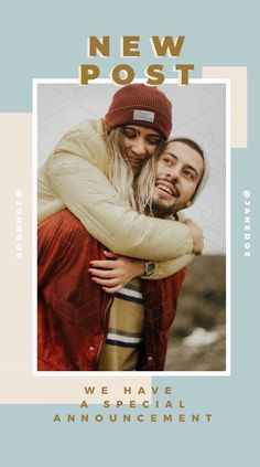 a couple hugging each other with the words new post