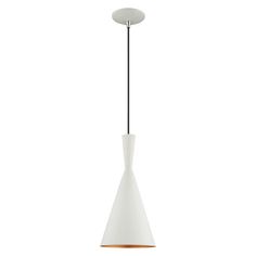 a white light hanging from a ceiling fixture