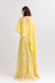 Description Yellow A-line, Long dress Cape shape, Short Sleeves Sweetheart neckline Embroidered lace, Chiffon Dry Clean Evening Dress Made in Lebanon EDSS23 1827LD Organza Cape Dress For Wedding, Elegant Chiffon Gown With Cape Sleeves, Chiffon Lace Dress For Evening, Evening Cape Dresses In Georgette, A-line Georgette Wedding Dresses, Georgette Cape Evening Dress, Evening Georgette Dress With Cape, Evening Georgette Cape Dress, Yellow Chiffon Evening Dress