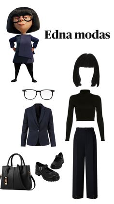 an image of a woman in black clothes and glasses