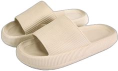 Comfortable Foam Slide Slippers, Comfortable Slide Slippers In Solid Color, Comfortable Platform Slippers With Cushioned Footbed, Comfortable Beige Synthetic Slides, Comfortable Non-slip Foam Slides, Comfortable Foam Slides With Non-slip Design, Comfortable Beige Slides With Textured Footbed, Comfortable Synthetic Platform Slippers With Arch Support, Comfortable Synthetic Platform Slippers With Textured Footbed