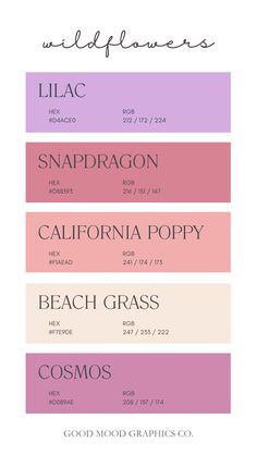 the color palettes for this website are all in shades of pink, purple and white