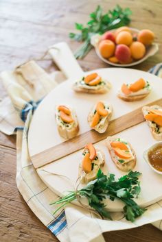 small appetizers are arranged on a platter