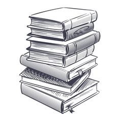 a stack of books on top of each other in black and white, with the title