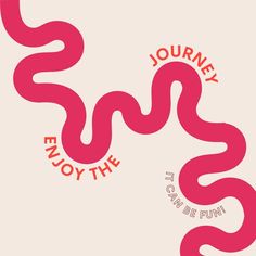 the logo for journey enjoy the curve, which is pink and red with an orange snake on