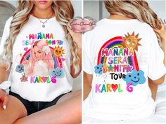 Karol G T-shirts | Fans | Merch | Manana Sera Mas Bonito |  | T-shirts Karol G Custom Shirt, Karol G Tshirts, Karol G Bichota Shirts, Gildan Sweatshirt, Graphic Tshirt Design, White Crewneck, Gildan Sweatshirts, Concert Tshirts, Air Jet