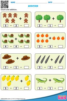 the worksheet for addition with pictures and words to help students learn how to use them