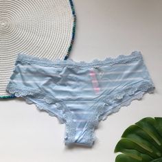 Victoria’s Secret Pink Lace Trim Shine Bikini Panty Blue Stripe Medium New Pretty Condition: New In Package Size: Medium Color: Icy Topaz Horizontal Stripe Bk036 Light Blue Bottoms With Lace Trim For Summer, Light Blue Lace Trim Bottoms For Summer, Blue Lace Trim Beach Bottoms, Blue Lace Trim Bottoms For Beach, Lace Trim Brief Bottoms For Beach, Blue Lounge Bottoms With Lace Trim, Blue Lace Trim Bottoms For Loungewear, Sleepwear Women, Pink Lace