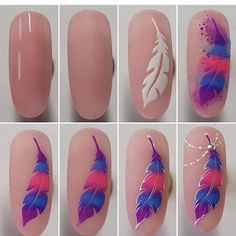 Nail Art Wheel, Nail Art Step By Step, Feather Nails, Art Step By Step, Unghie Nail Art, Manicure Nail Designs, Nail Techniques, Nail Art For Beginners, Nail Art Techniques