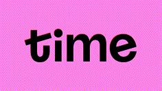 the word time on a pink background