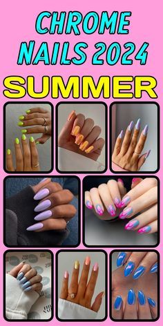 Summer Chrome Nails 2024, Black Art Ideas, Fun Chrome Nails, Ombre Chrome Nails Designs, Chrome Summer Nails, Summer Chrome Nails, Summer Nail Art Ideas, Ombre Chrome Nails, Chrome Nail Polish