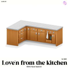 an advertisement for a kitchen with the words love'n from the kitchen