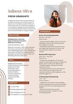 a professional resume template with an orange and brown color scheme