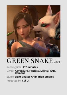 Green Snake Anime Minimalist poster 😊 Information taken from myanimelist.net and wikipedia.org Green Snake Movie, Snake Anime, New Animation Movies, Anime Minimalist Poster, Poster Information, Film Watch, Cartoon Edits, Green Snake