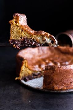 a piece of cake being lifted by a fork