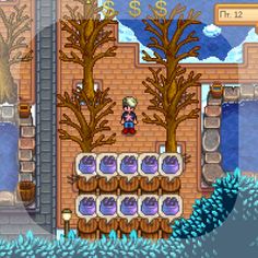 an old - school video game with a person standing in front of a building