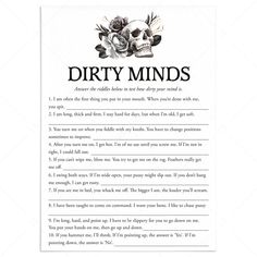 Bride or Die Theme Dirty Minds Game with Answers Printable by LittleSizzle Halloween Bachelorette Party Games, Bride Or Die Bachelorette Parties, Bachelorette Party Games Dirty, Funny Bachelorette Themes, Bride Or Die Bachelorette Theme, Bachelorette Quotes, Witchy Bachelorette, Theme Bachelorette Party, Halloween Bridal Showers