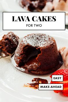 a chocolate lava cake on a white plate