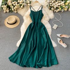 Simple satin A line dress fashion dress party dress  Fabric: satin Color: black, white, red, yellow, green, dark green, orange Size(cm): S, M, L(1inch=2.54cm) S length 130cm bust 82cm waist 64cm M length 131cm bust 86cm waist 68cm L length 132cm bust 90cm waist 72cm Please check the size carefully when you choose items. For more pictures of the dress, please contact us, thank you.   *** Delivery times ***  Processing time: 1-3 working days Shipping time: 8-16 working days Ankle Length Dress, Silk Maxi Dress, Evening Party Dress, Solid Dress, Mode Outfits, Holiday Dresses, Ankle Length, Summer Dress, Open Back