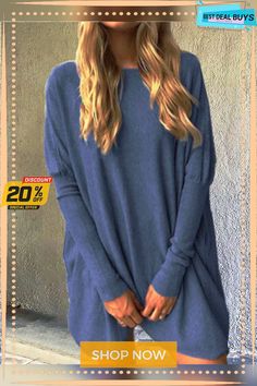 Polyester Solid Casual Crew Neck Shirt Loose Clothing, Pullover Outfit, Loose Outfit, Fashion Weeks, Long Sleeve Knit Tops, Belleza Natural, Plus Size Blouses, Fashion Colours, Batwing Sleeve