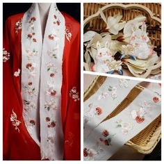 ★MATERIAL polyester fiber,nylon,cotton Traditional White Kimono With Floral Embroidery, Rabbit Embroidery, Belt Skirt, Embroidered Applique, Skirt Belt, Collar And Cuff, Embroidery Flowers, Fabric Decor, Gift Registry