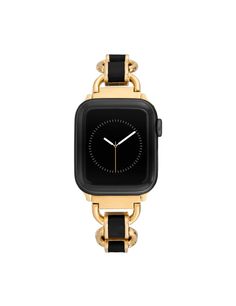 Enamel Link Bracelet Band for Apple Watch® Black/Gold-Tone | Anne Klein Trendy Black Metal Watch Bands, Luxury Black Metal Watch Accessories, Modern Black Metal Watch Bands, Trendy Black Apple Watch Band With Bracelet Strap, Trendy Black Bracelet Strap Apple Watch Band, Black Metal Bracelet Strap Apple Watch Band, Black Apple Watch, All Apple Products, Apple Watch Bracelets