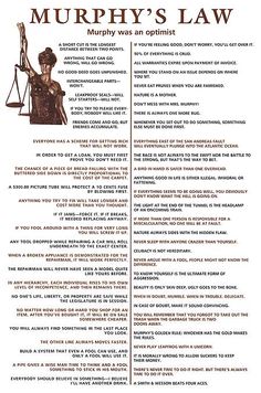 a poster with the words murphy's law on it