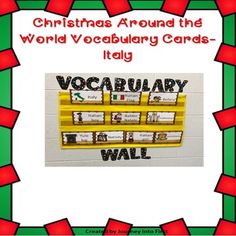 christmas around the world vocabulary cards - it's holiday wall with words and pictures