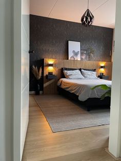 a bedroom with a large bed in it