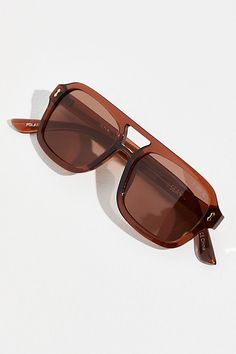 Block out the sun in these so classic and effortlessly cool aviator-style sunglasses featured in an oversized style with a modern brow bar and a square-shaped frame and lenses. * Fixed nose pads * Bendable temples | Royal Polarized Aviator Sunglasses by Free People in Tan Oversized Aviator Sunglasses, Polarized Aviator Sunglasses, Brown Fits, Brow Bar, Beach Sunglasses, Spring Accessories, Brown Sunglasses, Aviator Style, Oversized Style