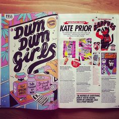 an open magazine with images of women's products on the cover and inside pages