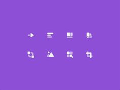 a set of different shapes on a purple background