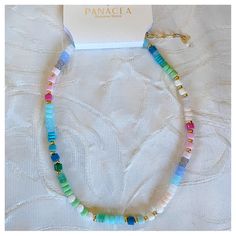 Panacea Stacked Stone Gold Bead Boho Multicolor Collar Necklace Nwt 16” Length With Additional 3” Extender Goldtone Details Blue, Gold, Green, White, Cream, Gray, Pink ** Get $10 In Posh Credit By Entering My Code Kalifreshness When You Sign Up For A New Poshmark Account** 20% Discount Automatically Applied To Bundles Of 2 Items Or More Thank You So Much For Visiting My Closet! Adjustable Pastel Beaded Necklaces, Beach Jewelry With Pastel Beaded Details, Pastel Beaded Jewelry For The Beach, Adjustable Pastel Beaded Necklaces With Colorful Beads, Trendy Blue Necklace With Letter Beads, Trendy Blue Letter Beads Necklace, Pink Faceted Bead Necklaces For The Beach, Pink Faceted Beads Necklaces For Beach, Gold Beats