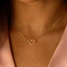 18k Gold Plated Heart Pendant Necklace Women Jewelry Golden Heart Necklace, Gold Heart Jewelry, Gold Heart Necklace, Necklace Women, Heart Pendant Necklace, Heart Of Gold, Heart Necklace, Heart Pendant, Womens Jewelry Necklace