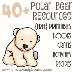 a polar bear with the text 40 + polar bear resources free printables books crafts activities