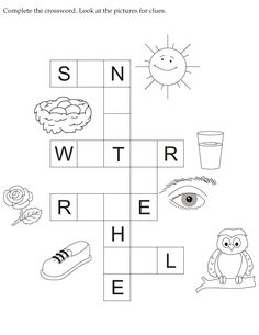 a crossword puzzle with words and pictures to help kids learn how to read the letters