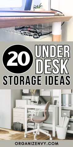 Home office desks Under Desk Printer Storage Ideas, Under Teacher Desk Storage, Printer Under Desk Ideas, Under Kitchen Desk Storage Ideas, Under Desk Cord Organization, Desk Without Drawers Organization, Under Desk Storage Ideas Diy, Under Table Storage Ideas, Diy Under Desk Drawer