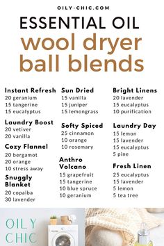 Essential Oil Blends Recipes, Wool Dryer Balls