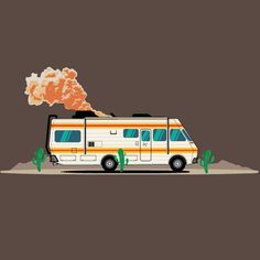 Rv Illustration, Breaking Bad Rv, Breaking Bad Cake, Bad Graphic Design, Breaking Bad Tattoo, Breaking Bad Series, Breaking Bad Art, Vans Painted, Avatar Tattoo