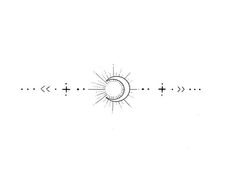 a line drawing of the sun and moon