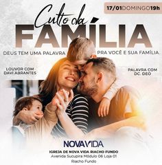 a flyer for a family event with an image of a man and woman hugging each other