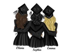 three girls in graduation caps and gowns with the words we did it written on them